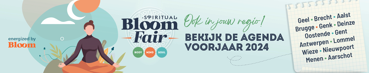Spirituele Bloom Fairs Spirituele beurzen Vlaanderen 2024 platte banner