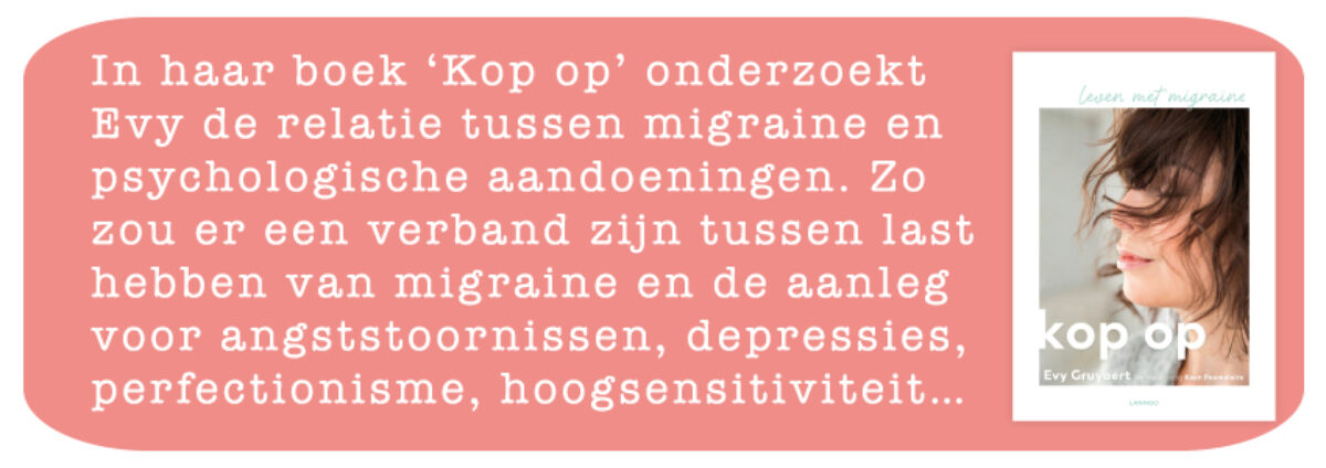 Evy Gruyaert migraine kop op boek bloom web