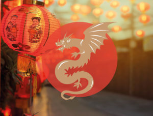 Chinese Teken Dierenriem Draak Bloom Nieuwjaar