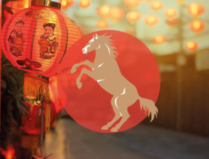 Chinese Teken Dierenriem Paard Bloom Nieuwjaar