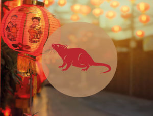 Chinese Teken Dierenriem Rat Bloom Nieuwjaar 2020