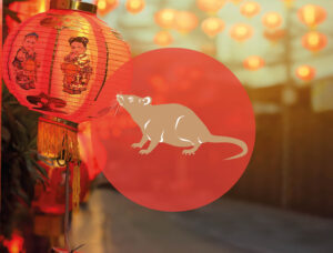 Chinese Teken Dierenriem Rat Bloom Nieuwjaar2