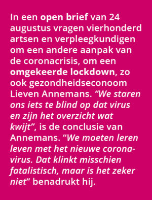 Professor Lieven Annemans corona tunnelvisie omgekeerde lockdown open brief Bloom web