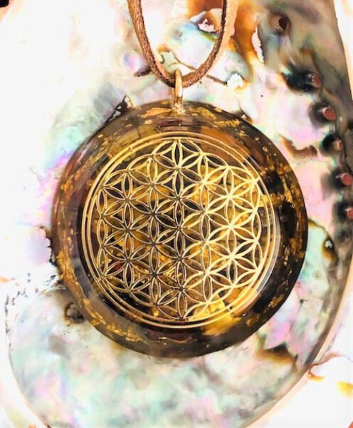 Edelsteen hanger Flower of Life Mystic Tiger vooraangezicht Bloom web