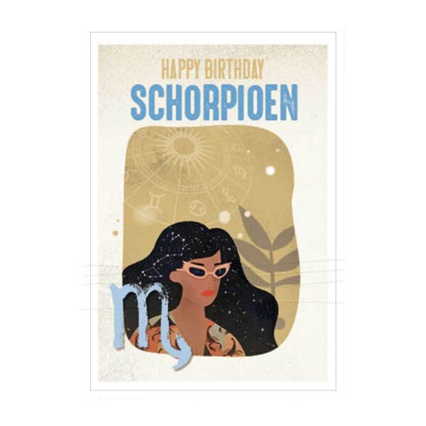 Wenskaart Postkaart Schorpioen Gelukkige verjaardag Bloom Webshop Front