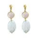 Clip oorbellen - rozenkwarts en aquamarijn edelstenen - Spirituele Shop Bloom